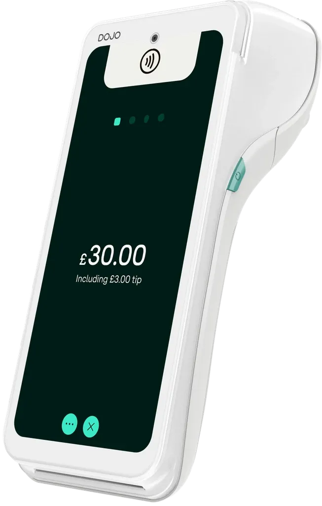 Dojo Max card machine in Arctic White